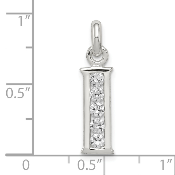 Sterling Silver White CZ Letter I Initial Pendant - Picture 4 of 4